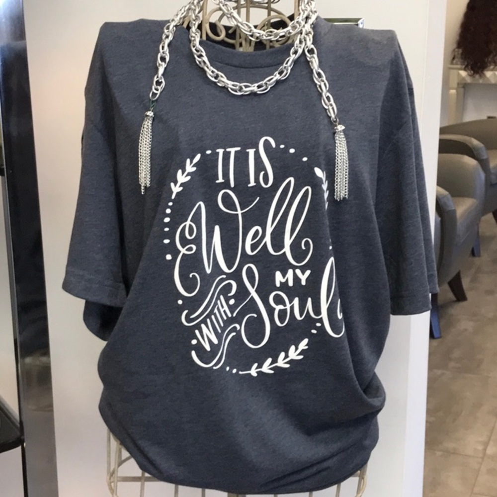 Soft T-shirt by Bella canvas with scarf necklace